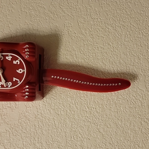 Jeweled Scarlet Red Kit-Cat Klock clock SUPER RARE - Picture 6 of 6